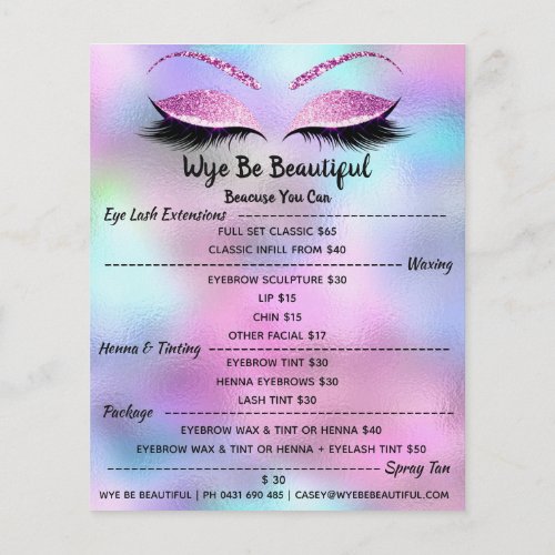 Makeup Artist Lash Glitter Price List Blue Pink2 Flyer