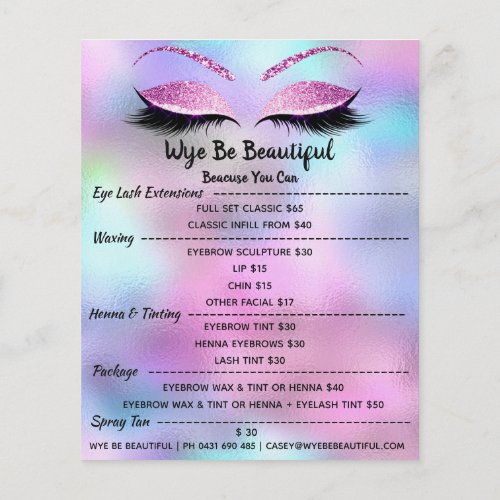 Makeup Artist Lash Glitter Price List Blue Pink4 Flyer