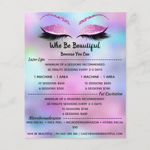 Makeup Artist Lash Glitter Price List Fuchsia Flyer