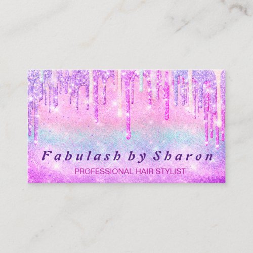 Makeup Artist Lash Holograph Unicorn Drips Pastels Business Card