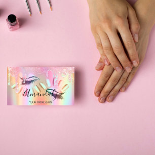 Makeup Artist Lash Nails Custom Logo Drip Business Card