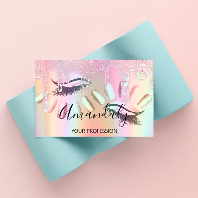 Makeup Artist Lash Nails Custom Logo Drip Business Card (Creator Uploaded)
