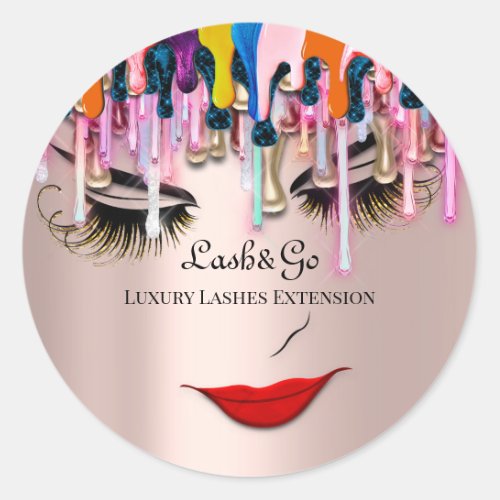 Makeup Artist Lash Product Drips Red Lip Rose Drip Classic Round Sticker