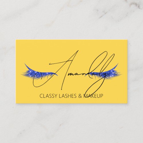 Makeup Artist Lash QR LOGO Microblade Blue Lemon Business Card