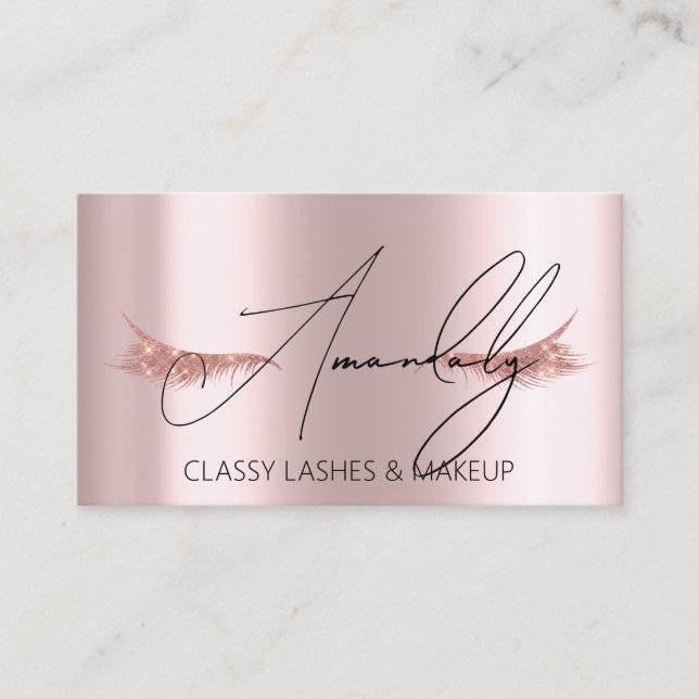 Makeup Artist Lash QR LOGO Microblade Blush Rose Business Card (Front)