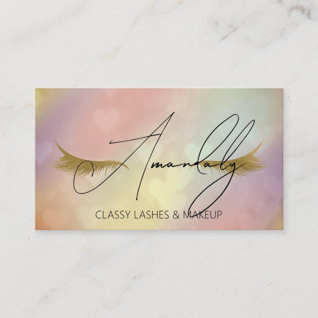 Makeup Artist Lash QR LOGO Microblade Gold Rose Business Card (Front)