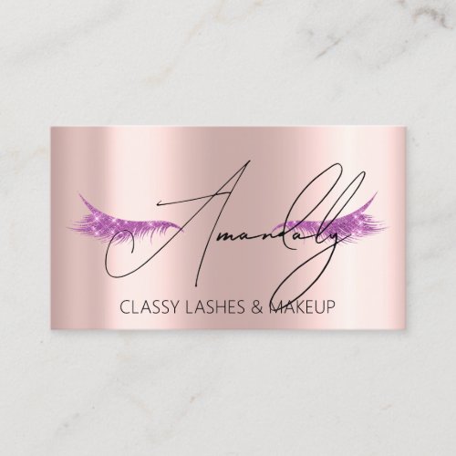 Makeup Artist Lash QR LOGO Microblade Rose Purple Business Card