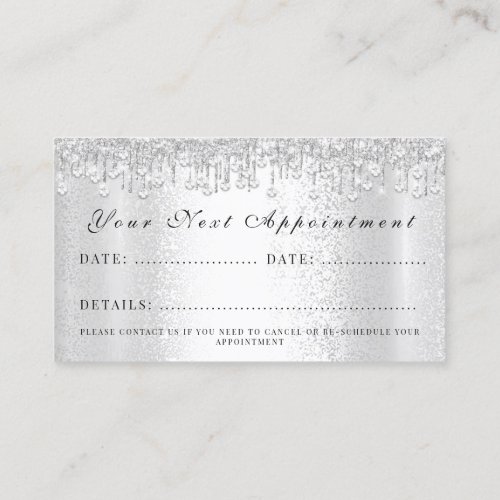 Makeup Artist Lash Silver Drips SPA Hairdresser Appointment Card