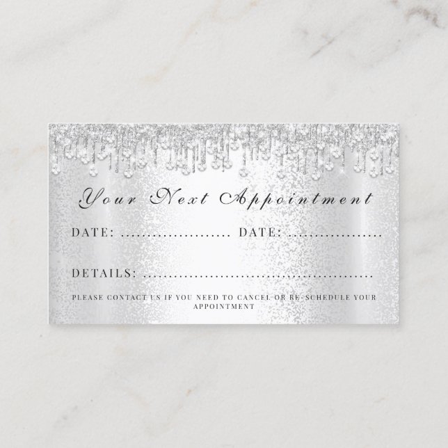 Makeup Artist Lash Silver Drips SPA Hairdresser Appointment Card (Back)