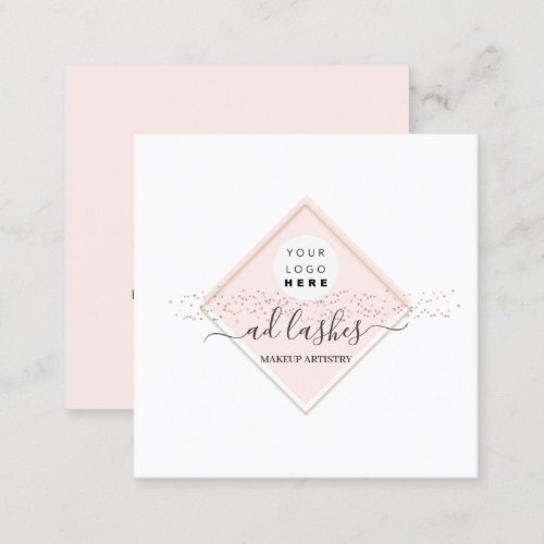 Makeup Artist Lashes Beauty Beauique Rose Logo Square Business Card