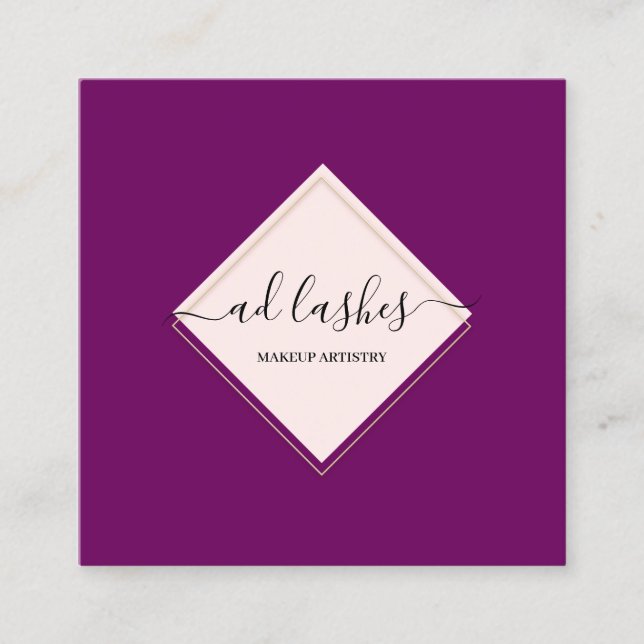 Makeup Artist Lashes Beauty Beautique Berry Rose  Square Business Card (Front)
