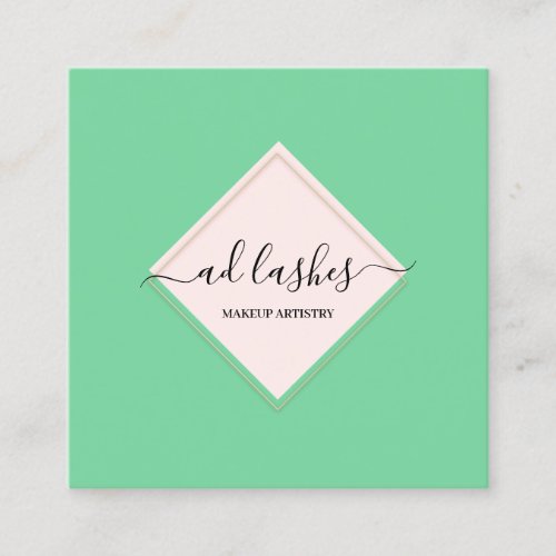 Makeup Artist Lashes Beauty Beautique Rose Mint  Square Business Card