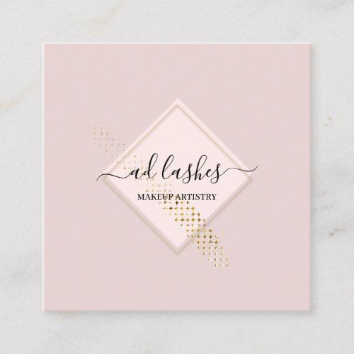 Makeup Artist Lashes Beauty SPA Framed Gold  Square Business Card