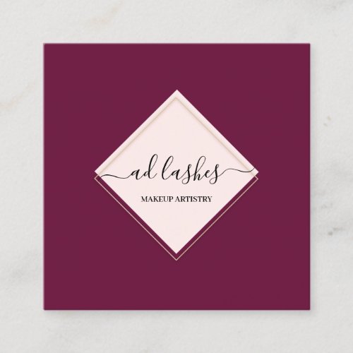 Makeup Artist Lashes Beauty Studio Pink Burgundy  Square Business Card