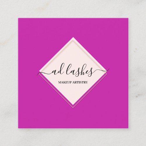 Makeup Artist Lashes Beauty Studio Pink Gold Square Business Card