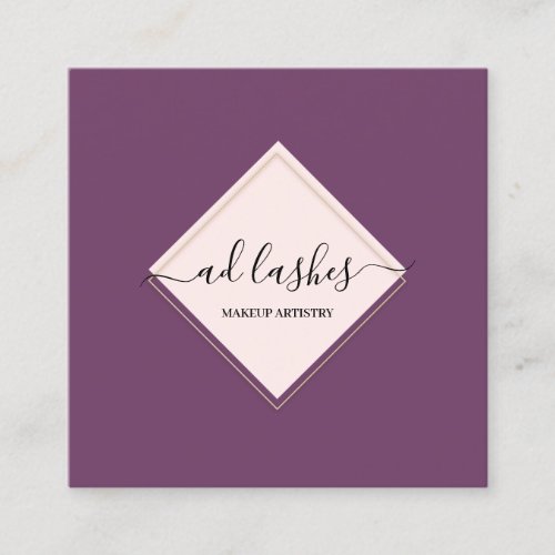 Makeup Artist Lashes Beauty Studio Pink Purple  Square Business Card