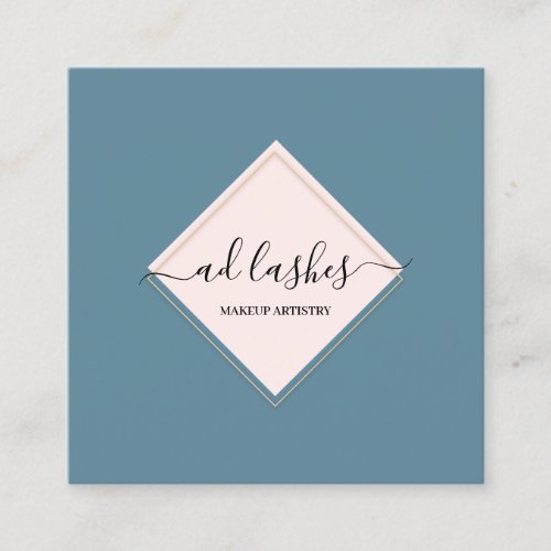 Makeup Artist Lashes Beauty Studio Smoky Blue Pink Square Business Card