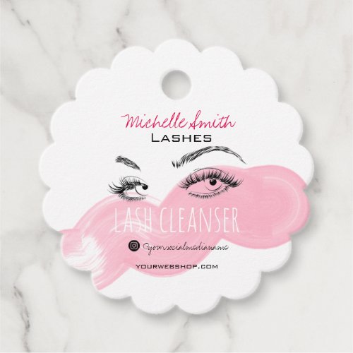 Makeup Artist Lashes Brow Pink Lash Cleanser Favor Tags