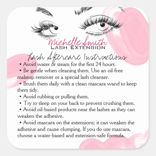 Makeup Artist Lashes Brows Aftercare Instructions  Square Sticker
