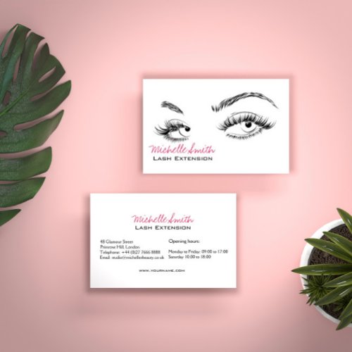 Makeup Artist Lashes Brows Black and White Simple Business Card