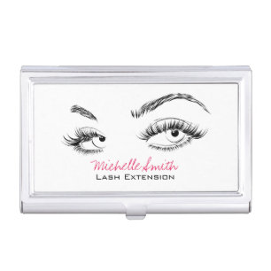 Makeup Artist Lashes Brows Black and White Simple Business Card Holder