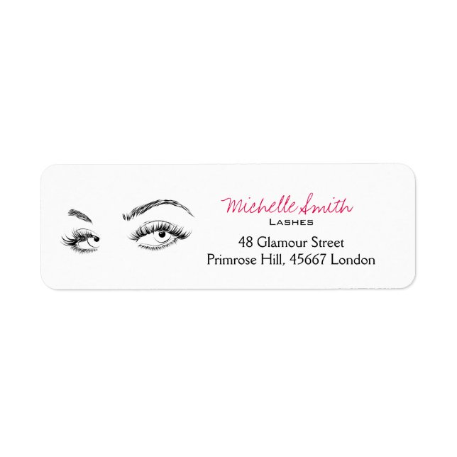 Makeup Artist Lashes Brows Black and White Simple Label (Front)