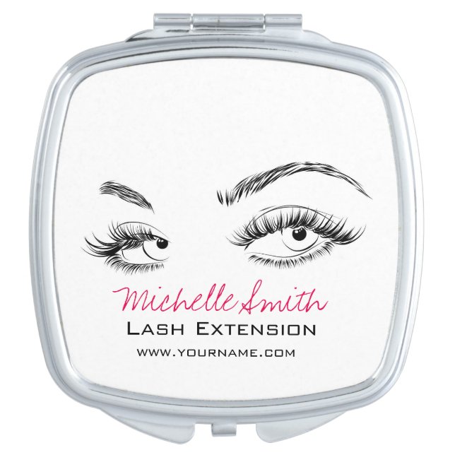 Makeup Artist Lashes Brows Black and White Simple Mirror For Makeup (Front)