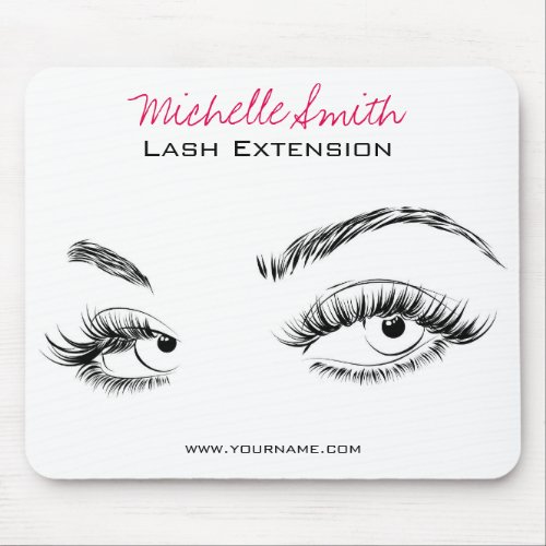 Makeup Artist Lashes Brows Black and White Simple Mouse Pad