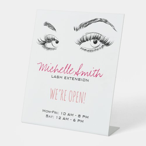 Makeup Artist Lashes Brows Black and White Simple Pedestal Sign