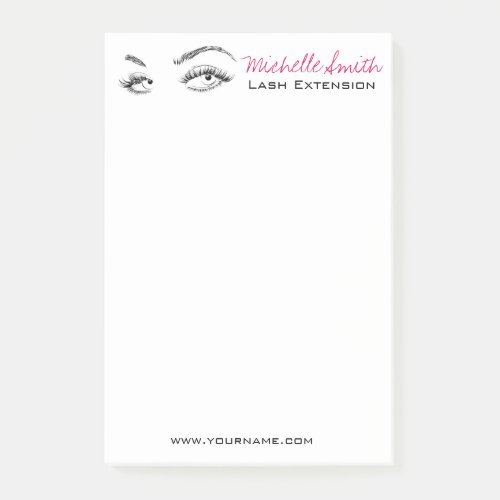 Makeup Artist Lashes Brows Black and White Simple Post_it Notes
