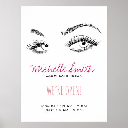 Makeup Artist Lashes Brows Black and White Simple Poster