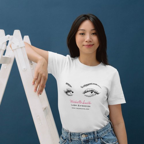 Makeup Artist Lashes Brows Black and White Simple T_Shirt