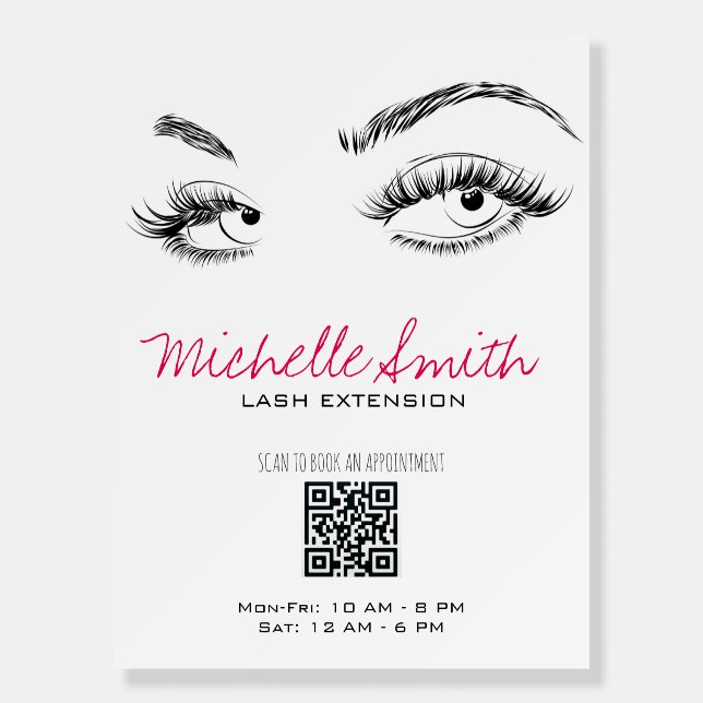 Makeup Artist Lashes Brows Black White QR Code Foam Board (Front)