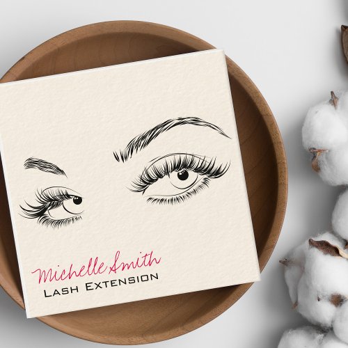 Makeup Artist Lashes Brows Black White Qr Code Square Business Card