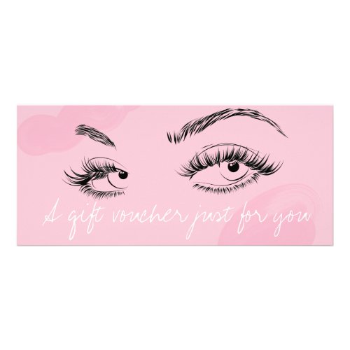 Makeup Artist Lashes Brows Pink Gift Voucher  Rack Card
