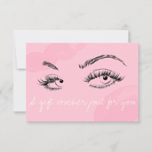 Makeup Artist Lashes Brows Pink Gift Voucher  Thank You Card