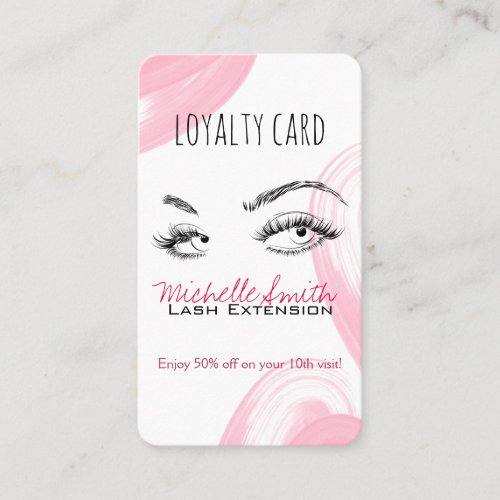 Makeup Artist Lashes Brows Pink Loyalty Card