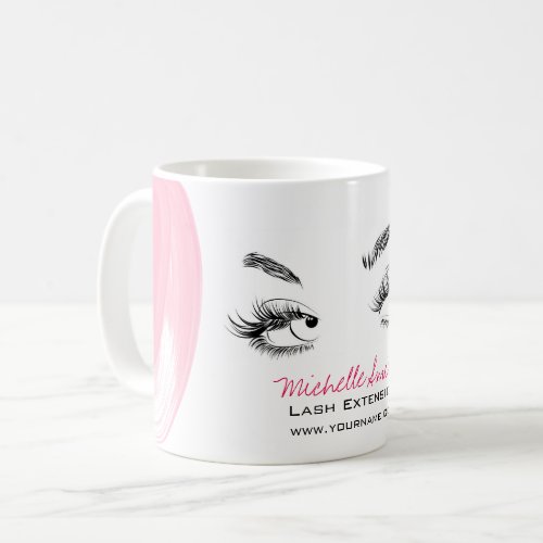 Makeup Artist Lashes Brows Pink Watercolor Brush  Coffee Mug