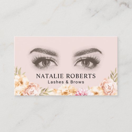 Makeup Artist Lashes  Brows Salon Vintage Floral Business Card