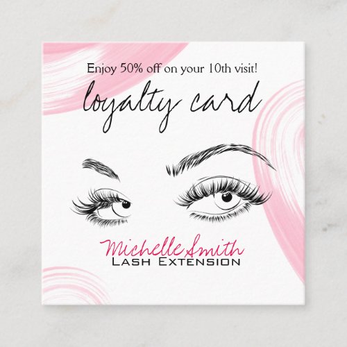 Makeup Artist Lashes Brows White Loyalty Card