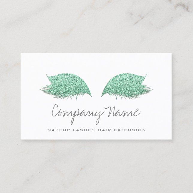 Makeup Artist Lashes Extension Mint Green Gray Appointment Card (Front)