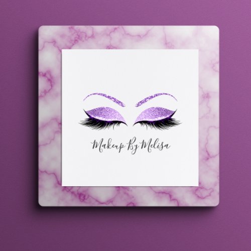 Makeup Artist Lashes Extension Purple Violet Square Business Card