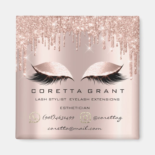 Makeup Artist Lashes Extension Rose Drip Mail Phon Magnet (Front)