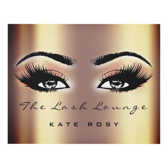 Makeup Artist Lashes Extensionname Salon Gold Rose Panel Wall Art