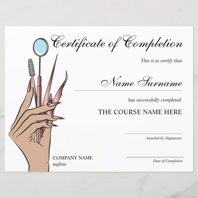 Makeup artist Lashes Eye Beauty  Course Completion (Front)