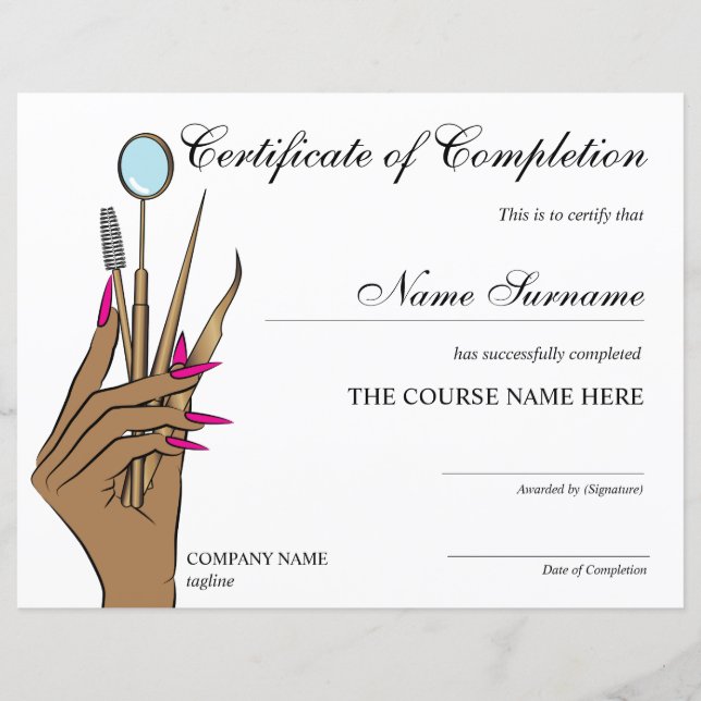 Makeup artist Lashes Eye Beauty  Course Completion (Front)
