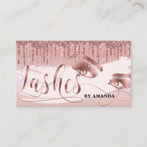 Makeup artist Lashes Eye Lashes Dripping Rose Gold Business Card