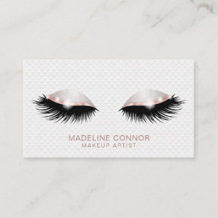 Makeup artist lashes eyes Rose gold glitter Business Card