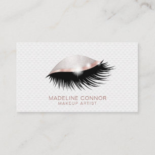 Makeup artist lashes eyes Rose gold glitter Business Card
