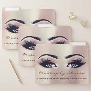 Makeup Artist Lashes Eyes Rose Gold Glitter File Folder